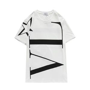 Used Men’s Medium Valentino Cotton Tee With Large VLTN & Star Prints In White